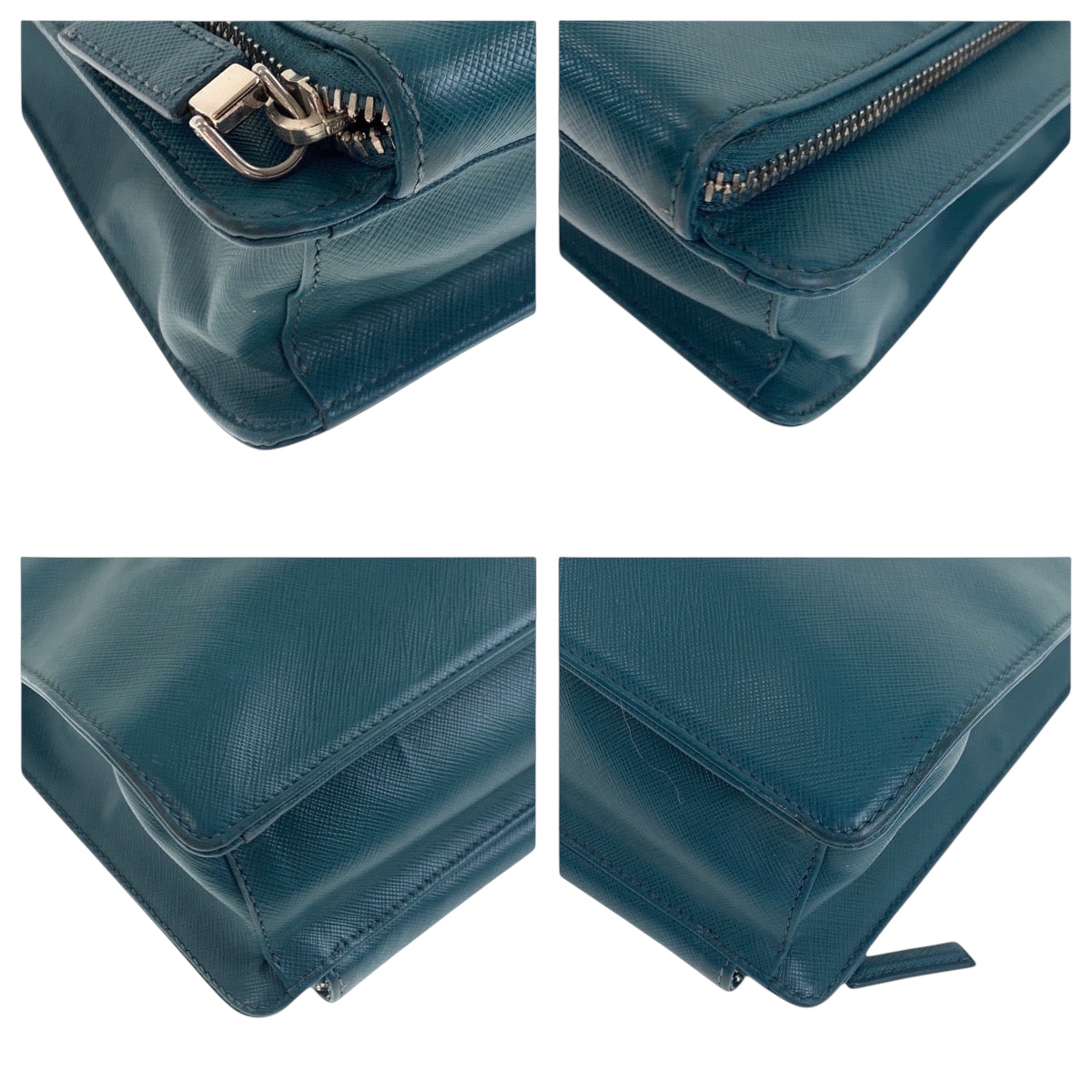 18985
PRADA プラダ サフィアーノ 三角ロゴプレート グリーン シルバー金具 レザー ビジネスバッグ ハンドバッグ  レディース ABP59