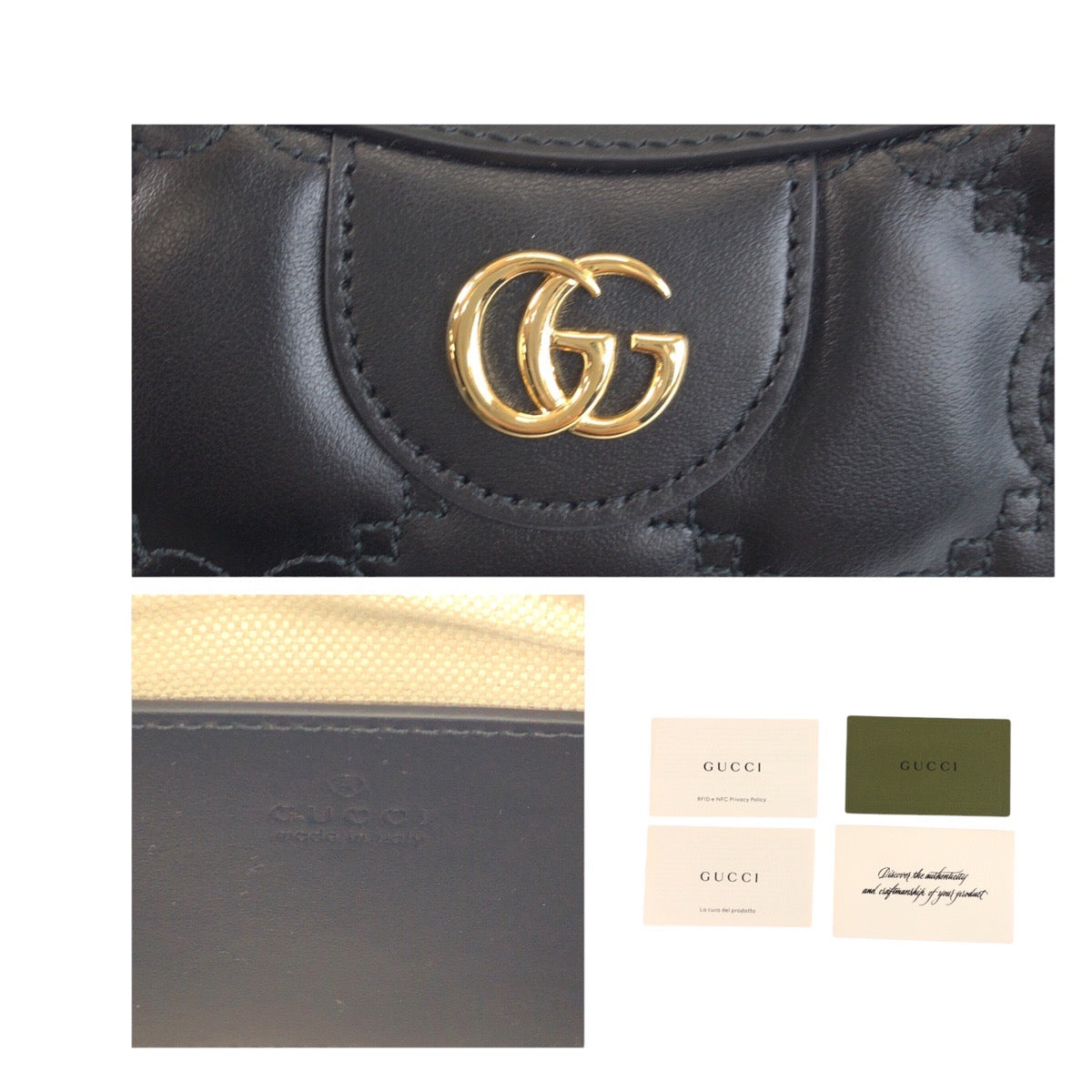 18993
GUCCI グッチ マーモント GGマトラッセ ブラック 黒 ゴールド金具 レザー 斜め掛け ショルダーバッグ ホーボー レディース N190