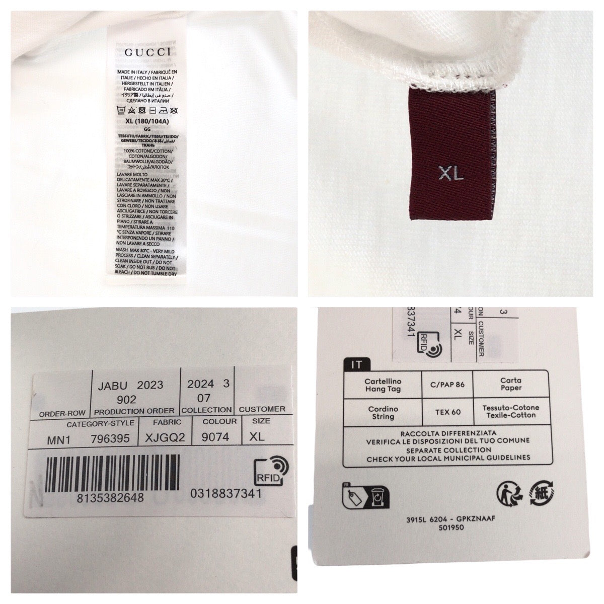 18996
GUCCI グッチ サバト デ サルノ ホワイト マルチカラー コットン 796395 半袖Ｔシャツ メンズ N50