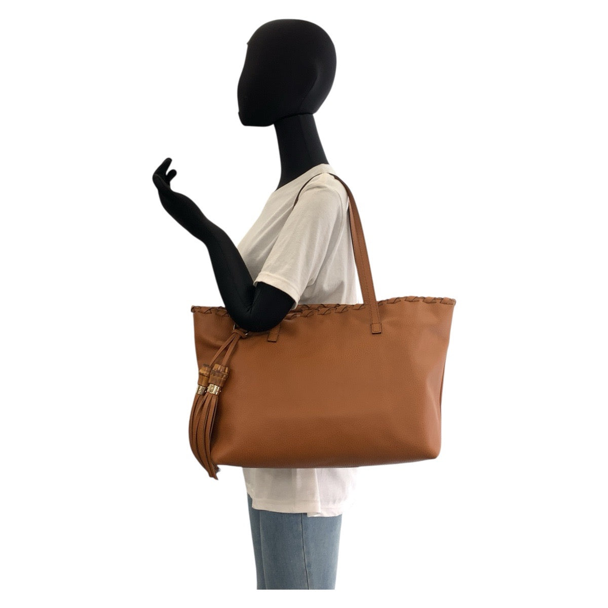 19003
GUCCI Bamboo Tassel Brown Gold Hardware Leather 354665 Tote Bag Shoulder Bag Ladies ABP50