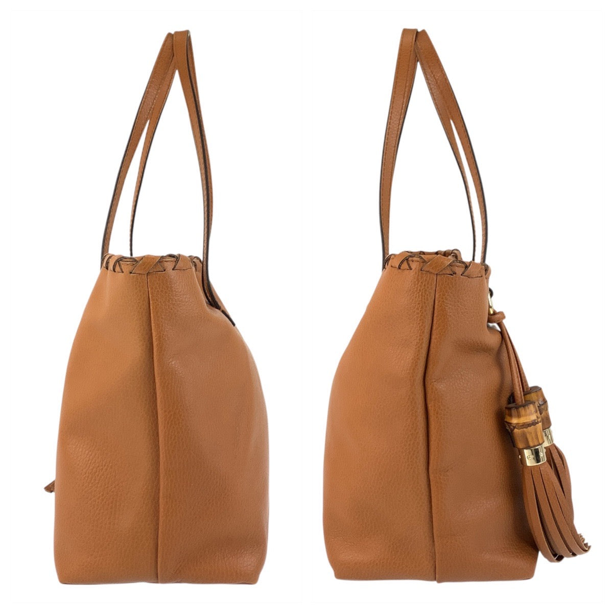 19003
GUCCI Bamboo Tassel Brown Gold Hardware Leather 354665 Tote Bag Shoulder Bag Ladies ABP50