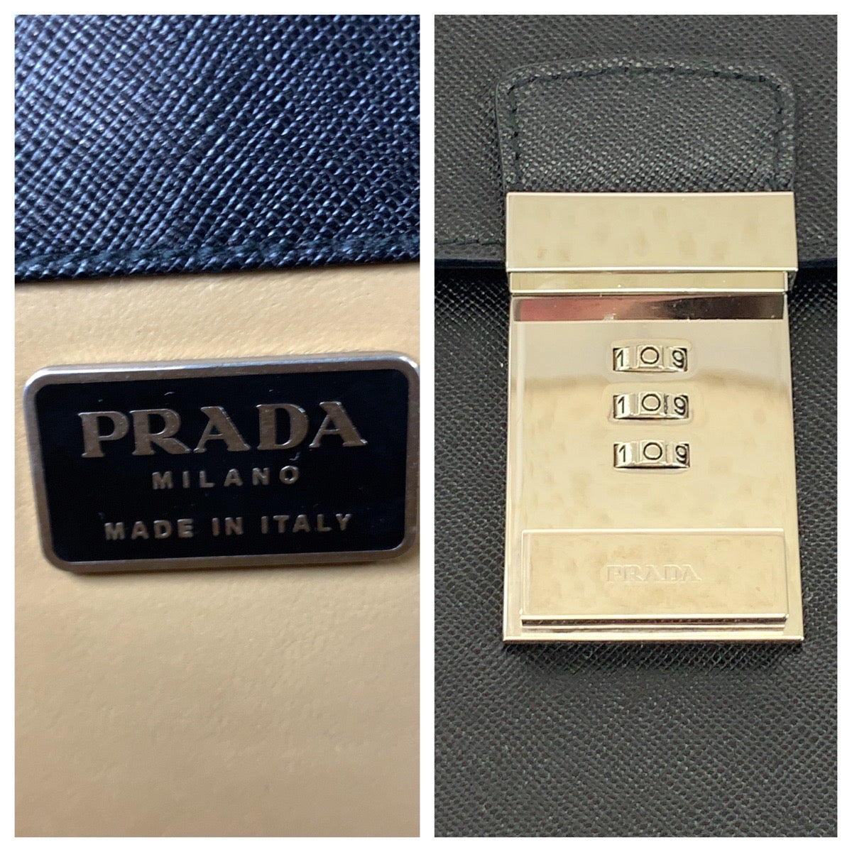 19007
PRADA プラダ サフィアーノ ロゴ ブラック 黒 シルバー金具 レザー ビジネスバッグ ハンドバッグ  メンズ ABP38