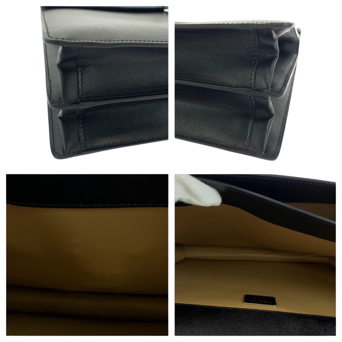 19007
PRADA プラダ サフィアーノ ロゴ ブラック 黒 シルバー金具 レザー ビジネスバッグ ハンドバッグ  メンズ ABP38