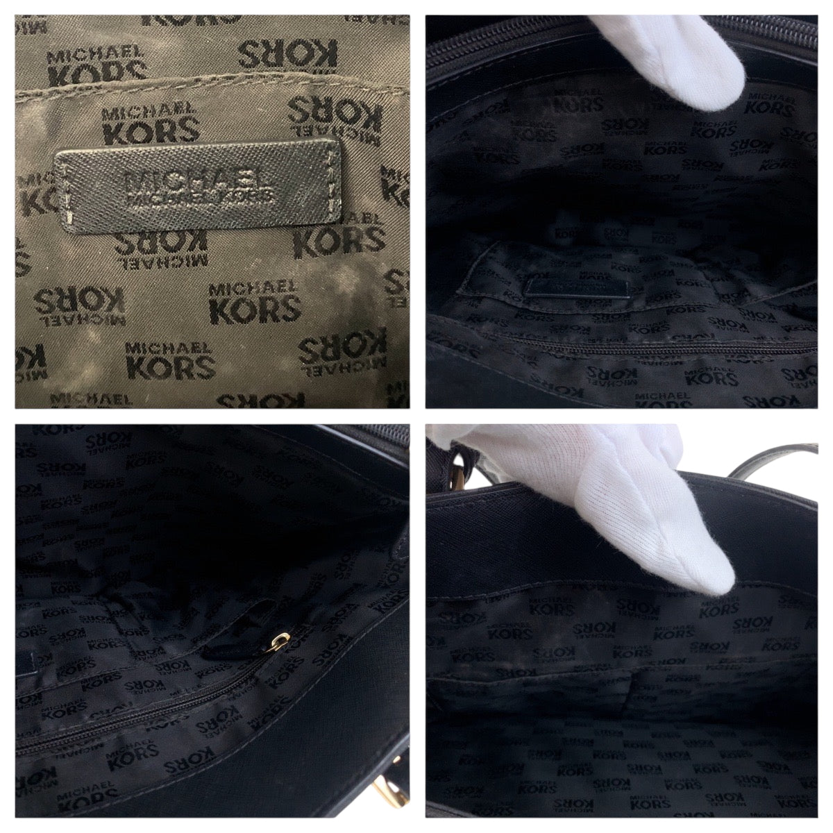 19012
Michael Kors マイケルコース JET SET ブラック 黒xゴールド金具 PVC トートバッグ ショルダーバッグ  レディース AB8