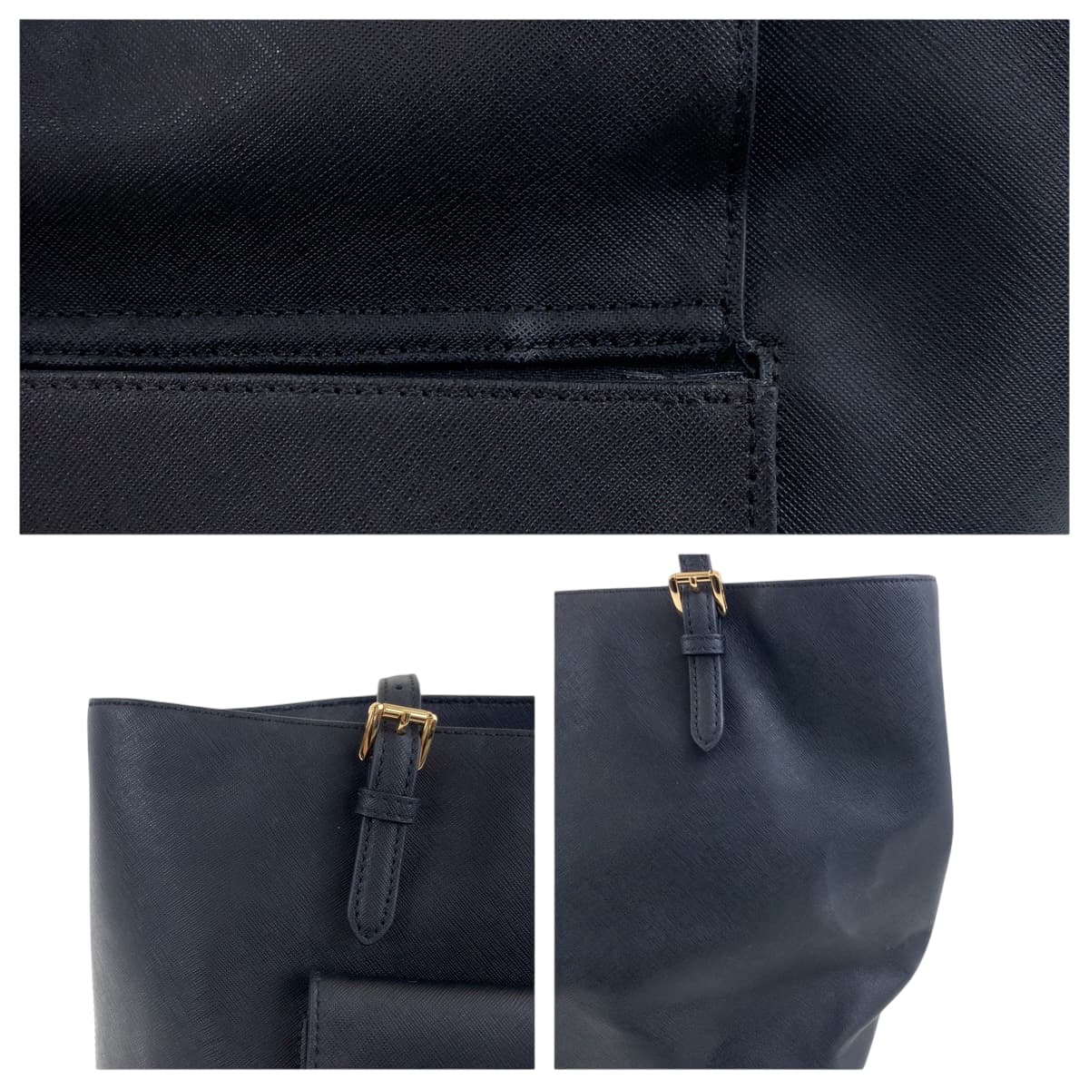 19012
Michael Kors マイケルコース JET SET ブラック 黒xゴールド金具 PVC トートバッグ ショルダーバッグ  レディース AB8