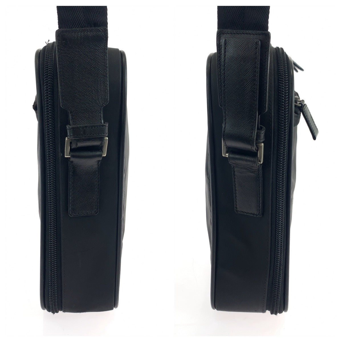 19015
PRADA プラダ テスート 三角ロゴプレート ブラック 黒 シルバー金具 ナイロン ショルダーバッグ ビジネスバッグ  メンズ ABP38