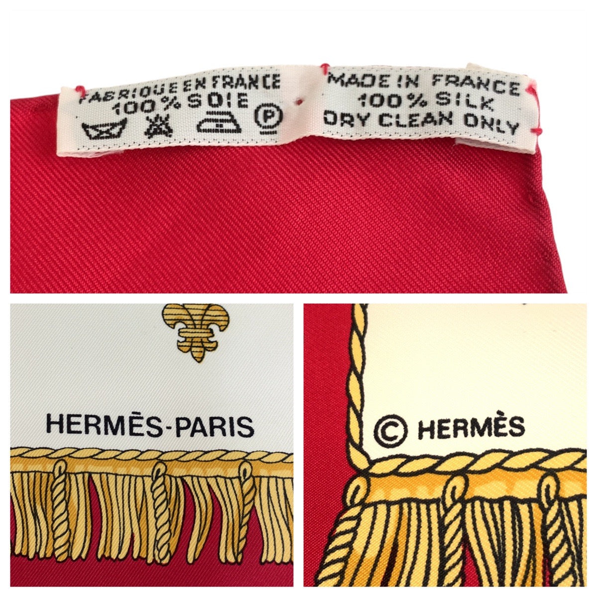 19017
HERMES エルメス VUE DU CARROSSE DE LA GALERE LA REALE カレ90 レッド アイボリー シルク スカーフ 大判スカーフ  レディース ABP24
