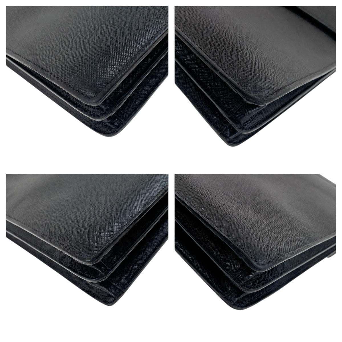 19019
PRADA プラダ サフィアーノ ブラック 黒 シルバー金具 レザー ビジネスバッグ ブリーフケース  メンズ AB42