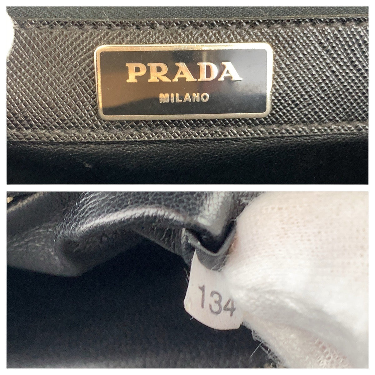19019
PRADA プラダ サフィアーノ ブラック 黒 シルバー金具 レザー ビジネスバッグ ブリーフケース  メンズ AB42