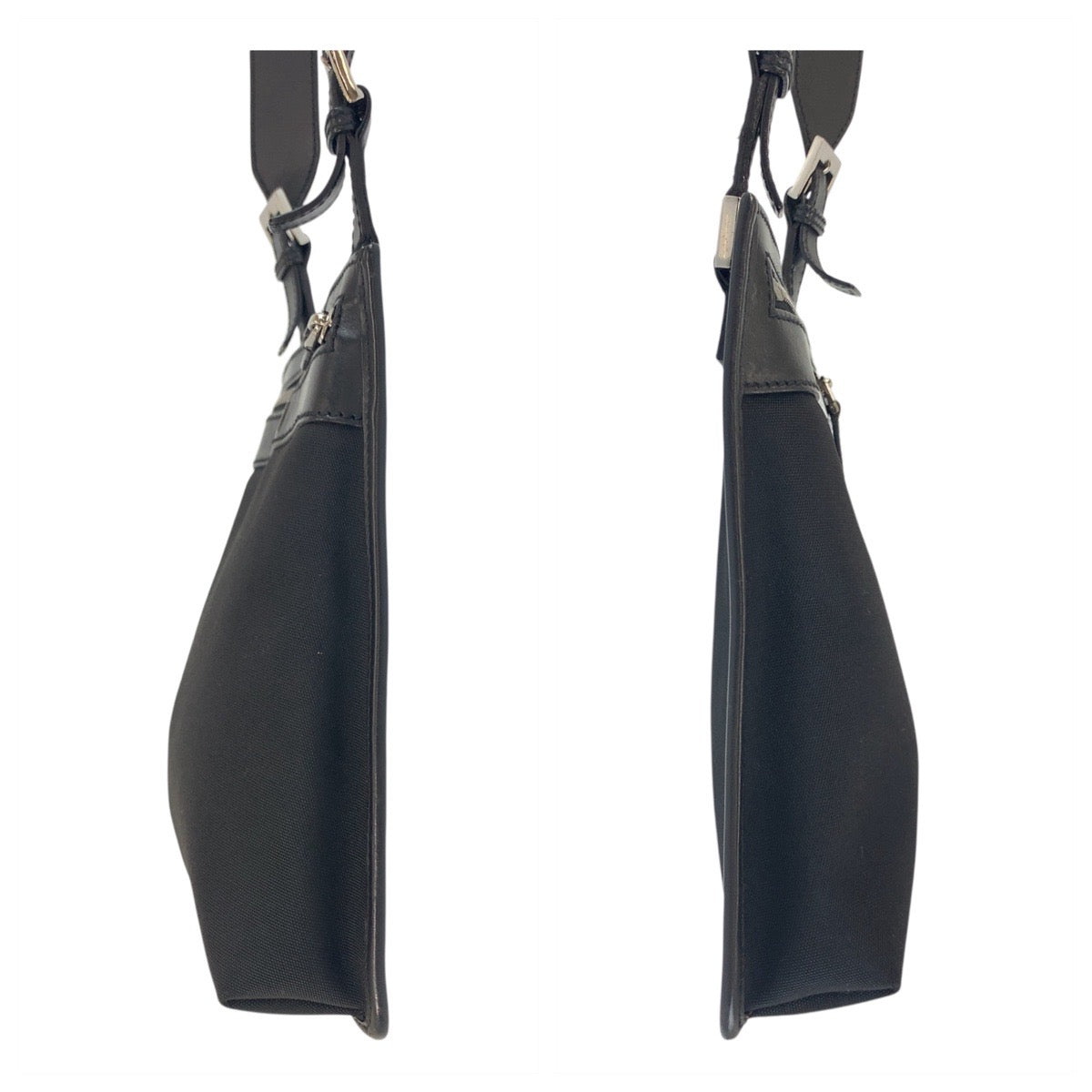 19020
GUCCI グッチ ブラック 黒 シルバー金具 ナイロン / レザー 92562 ショルダーバッグ ポシェット  レディース A31