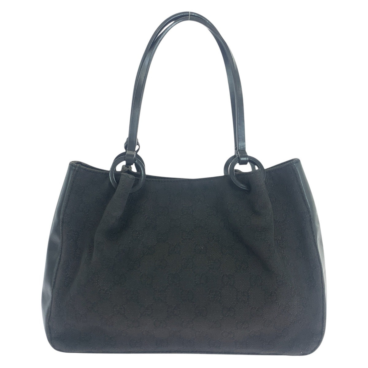 19038
GUCCI グッチ ブラック 黒  GGキャンバス / レザー 101919 トートバッグ ショルダーバッグ  レディース AB29