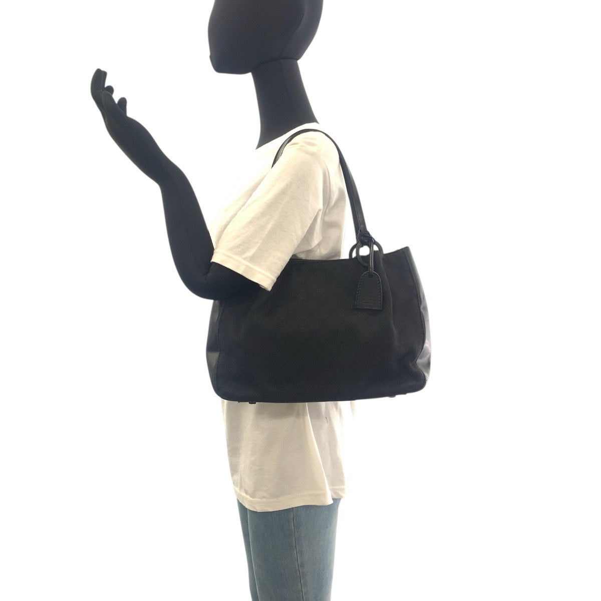 19038
GUCCI グッチ ブラック 黒  GGキャンバス / レザー 101919 トートバッグ ショルダーバッグ  レディース AB29