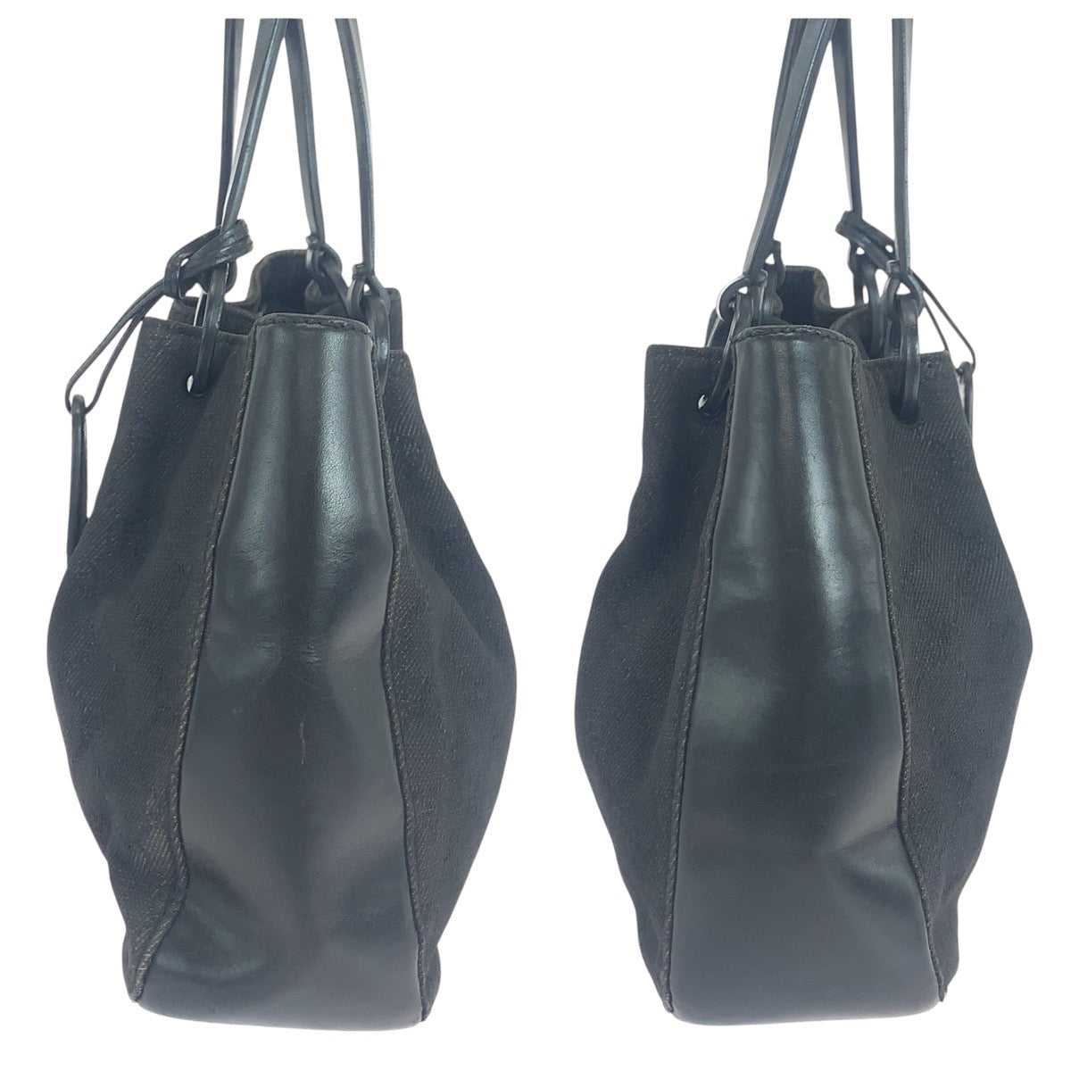 19038
GUCCI グッチ ブラック 黒  GGキャンバス / レザー 101919 トートバッグ ショルダーバッグ  レディース AB29