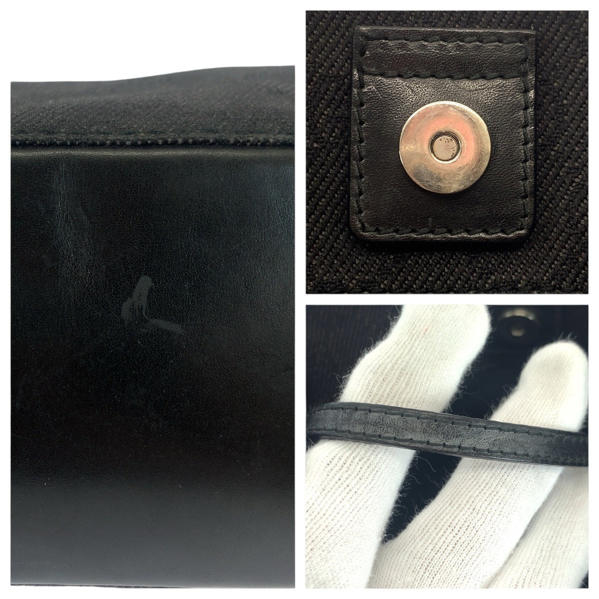 19038
GUCCI グッチ ブラック 黒  GGキャンバス / レザー 101919 トートバッグ ショルダーバッグ  レディース AB29