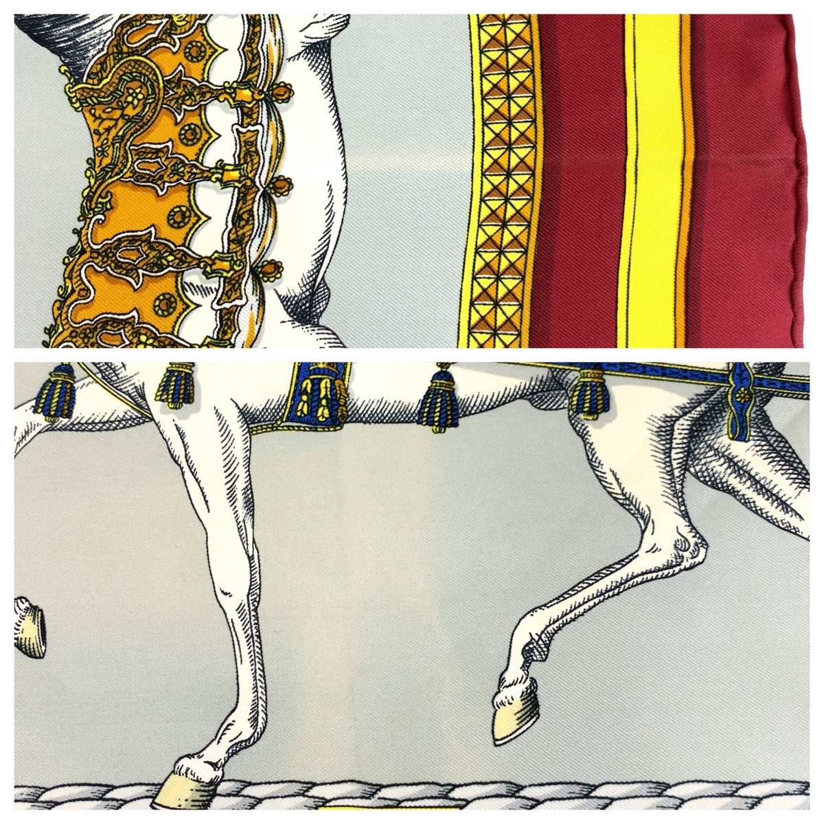 19041
HERMES エルメス GRAND APPARAT カレ90 ボルドー マルチカラー シルク スカーフ 大判スカーフ レディース ABP16