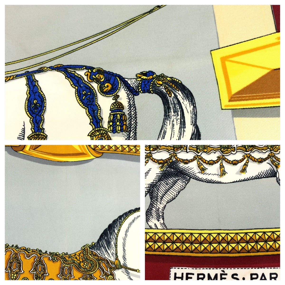 19041
HERMES エルメス GRAND APPARAT カレ90 ボルドー マルチカラー シルク スカーフ 大判スカーフ レディース ABP16