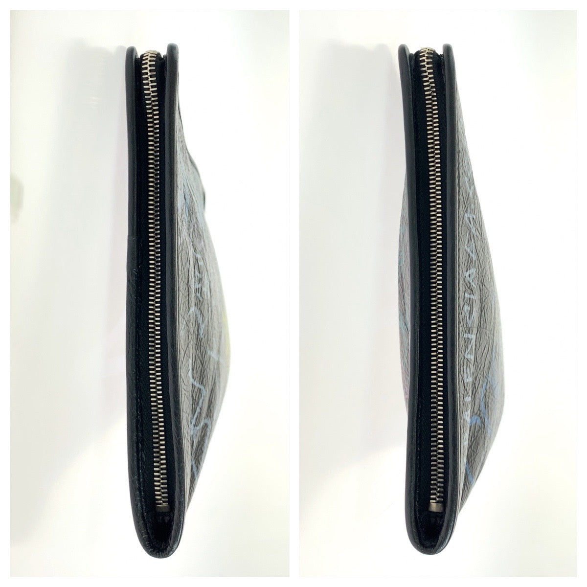 19049
BALENCIAGA バレンシアガ グラフィティプリント ブラック 黒 マルチカラー シルバー金具 レザー 443658 1060 クラッチバッグ セカンドバッグ レディース A68