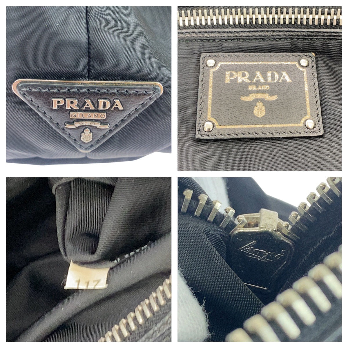 19053
PRADA プラダ テスート 三角ロゴプレート ブラック 黒 シルバー金具 ナイロン トートバッグ ショルダーバッグ メンズ AB48