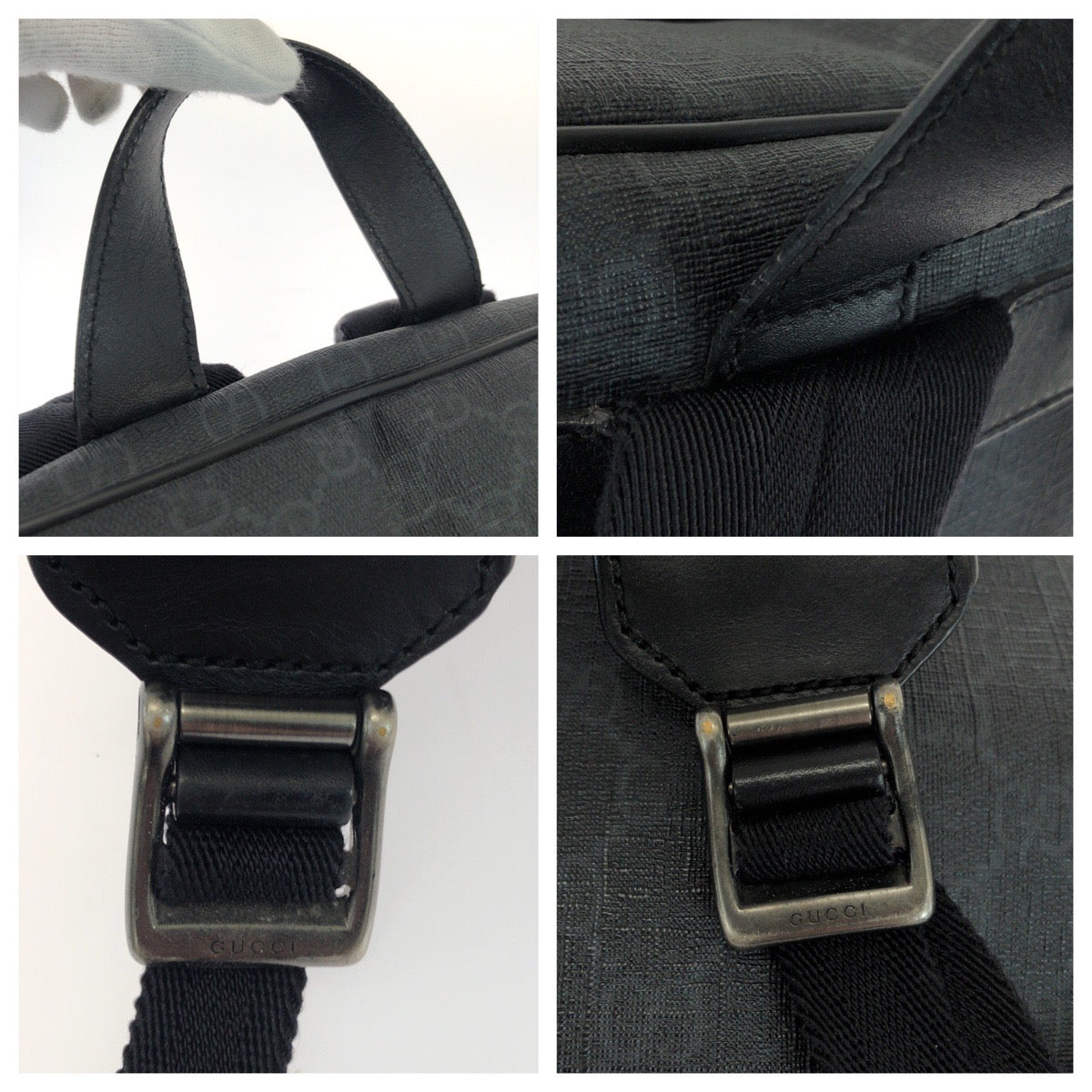 19054
GUCCI グッチ ブラック 黒 グレー シルバー金具 GGスプリームキャンバス 322069 リュックサック バックパック  メンズ ABP75