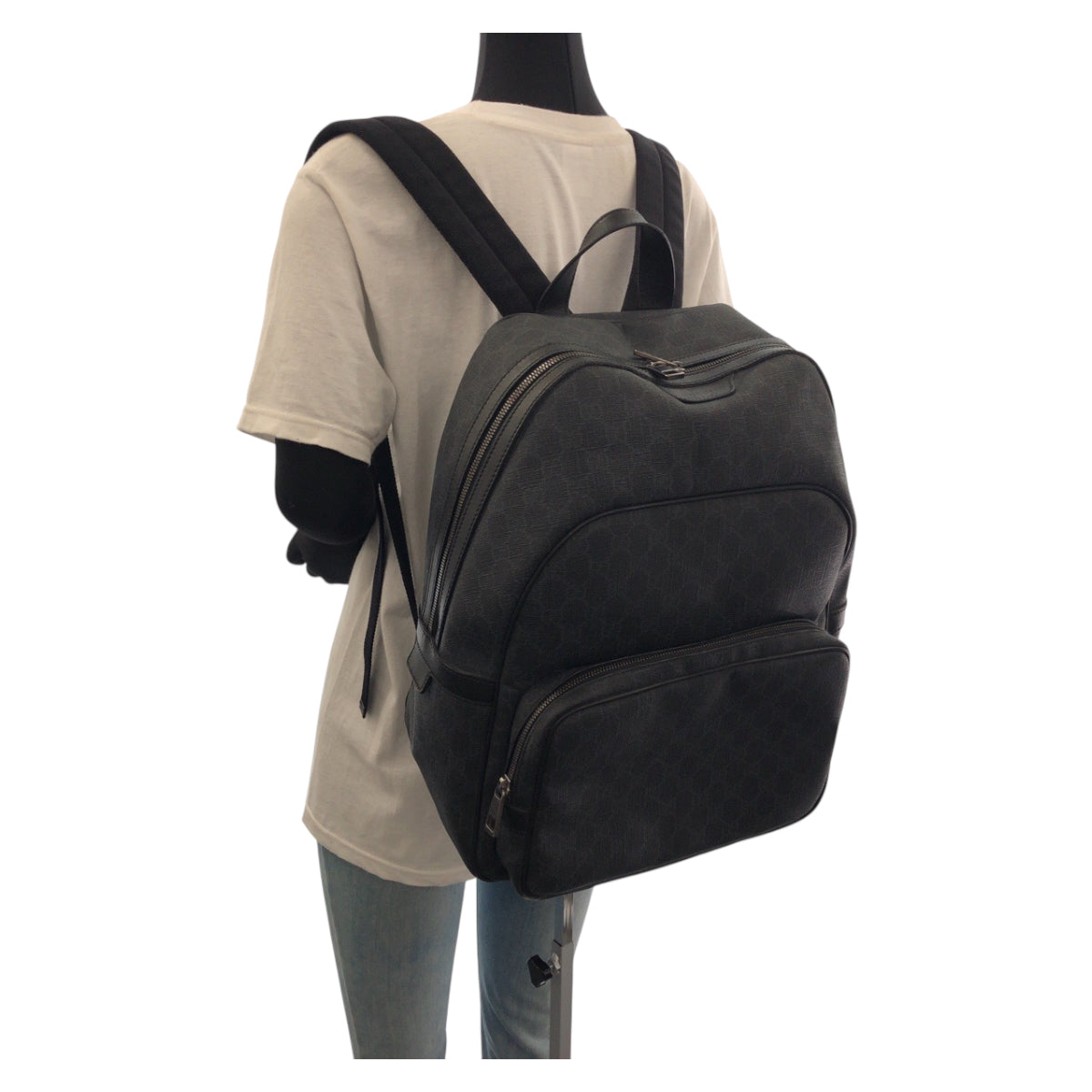 19054
GUCCI グッチ ブラック 黒 グレー シルバー金具 GGスプリームキャンバス 322069 リュックサック バックパック  メンズ ABP75