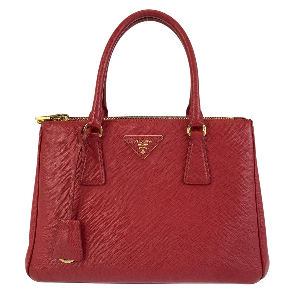 19055
PRADA プラダ サフィアーノ ガレリア レッド ゴールド金具 レザー ハンドバッグ トートバッグ レディース AB48