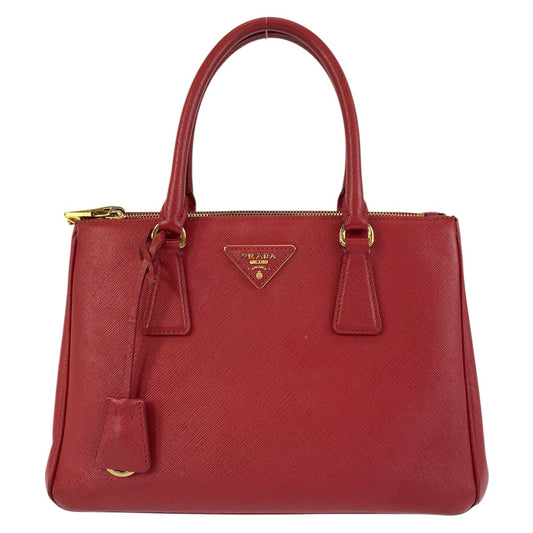19055
PRADA プラダ サフィアーノ ガレリア レッド ゴールド金具 レザー ハンドバッグ トートバッグ レディース AB48