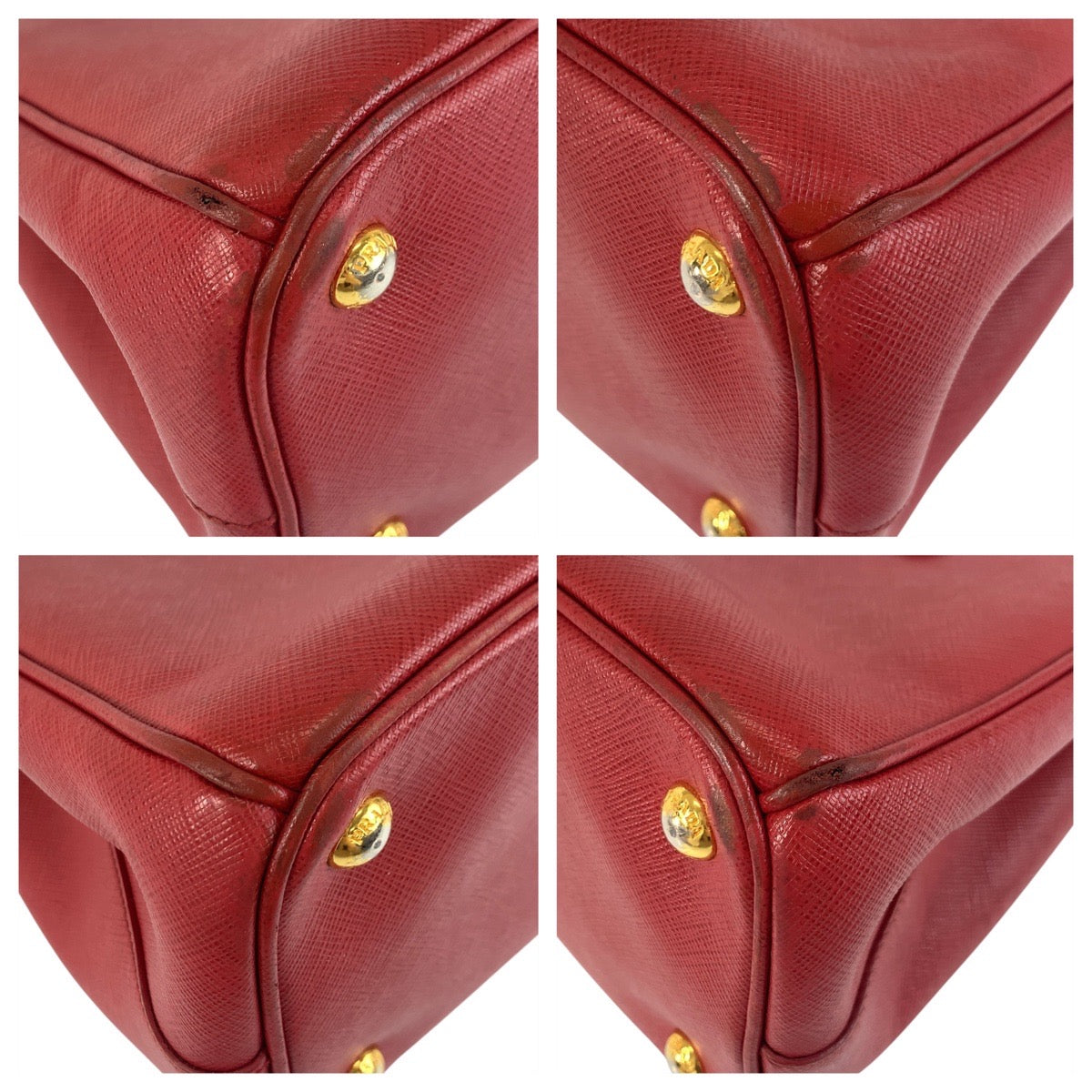 19055
PRADA プラダ サフィアーノ ガレリア レッド ゴールド金具 レザー ハンドバッグ トートバッグ レディース AB48