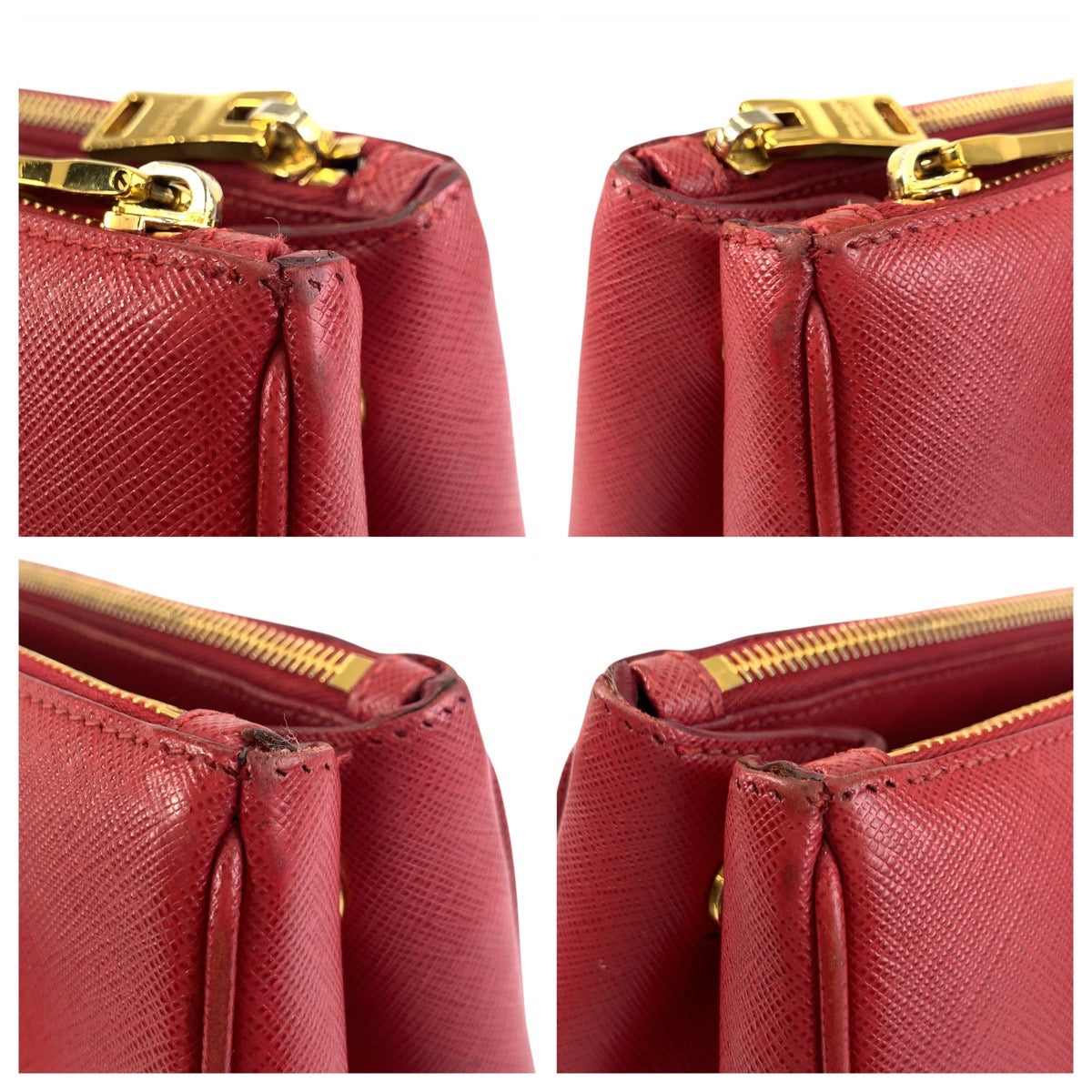 19055
PRADA プラダ サフィアーノ ガレリア レッド ゴールド金具 レザー ハンドバッグ トートバッグ レディース AB48