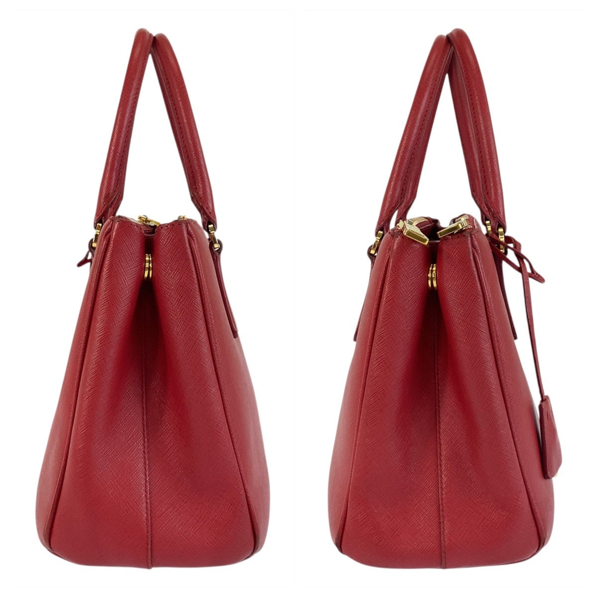 19055
PRADA プラダ サフィアーノ ガレリア レッド ゴールド金具 レザー ハンドバッグ トートバッグ レディース AB48