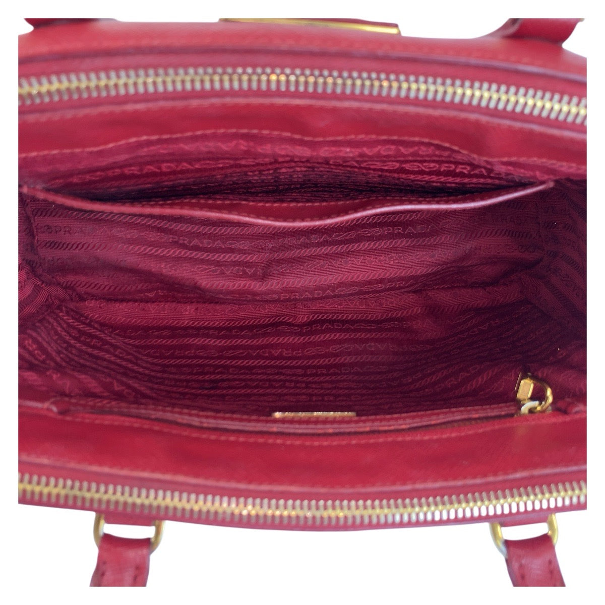 19055
PRADA プラダ サフィアーノ ガレリア レッド ゴールド金具 レザー ハンドバッグ トートバッグ レディース AB48