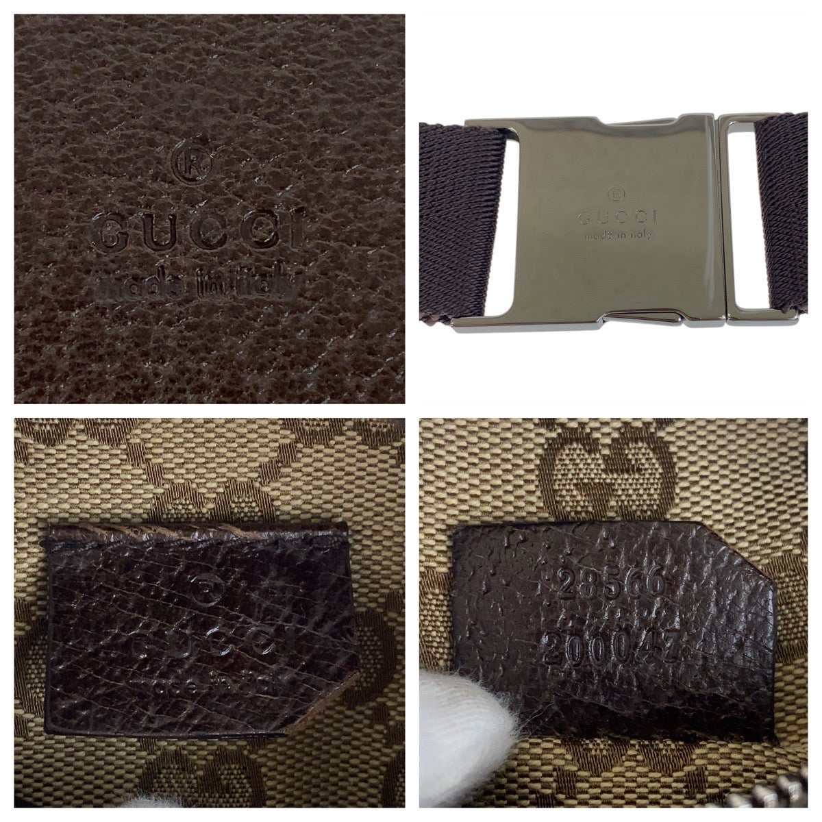 19058
GUCCI グッチ ベージュ ブラウン シルバー金具 GGキャンバス / レザー 28566 ボディバッグ ウエストポーチ 男女兼用  メンズ A46