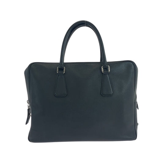 19062
PRADA プラダ サフィアーノ 三角ロゴプレート ブラック 黒 シルバー金具 レザー ビジネスバッグ ブリーフケース  メンズ ABP75