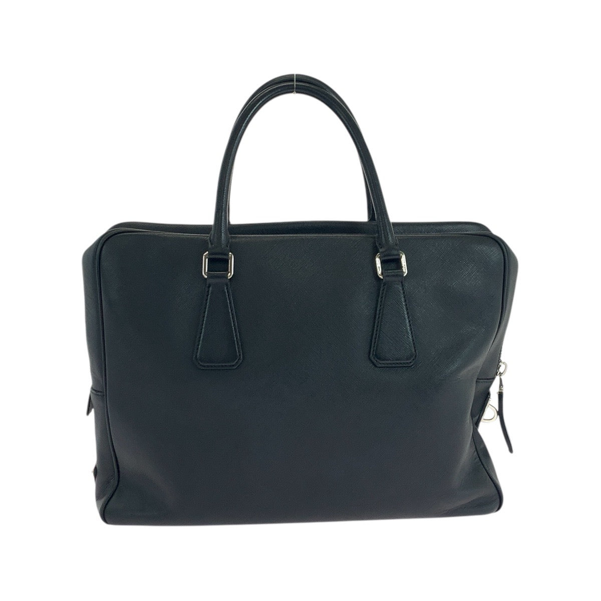 19062
PRADA プラダ サフィアーノ 三角ロゴプレート ブラック 黒 シルバー金具 レザー ビジネスバッグ ブリーフケース メンズ ABP75