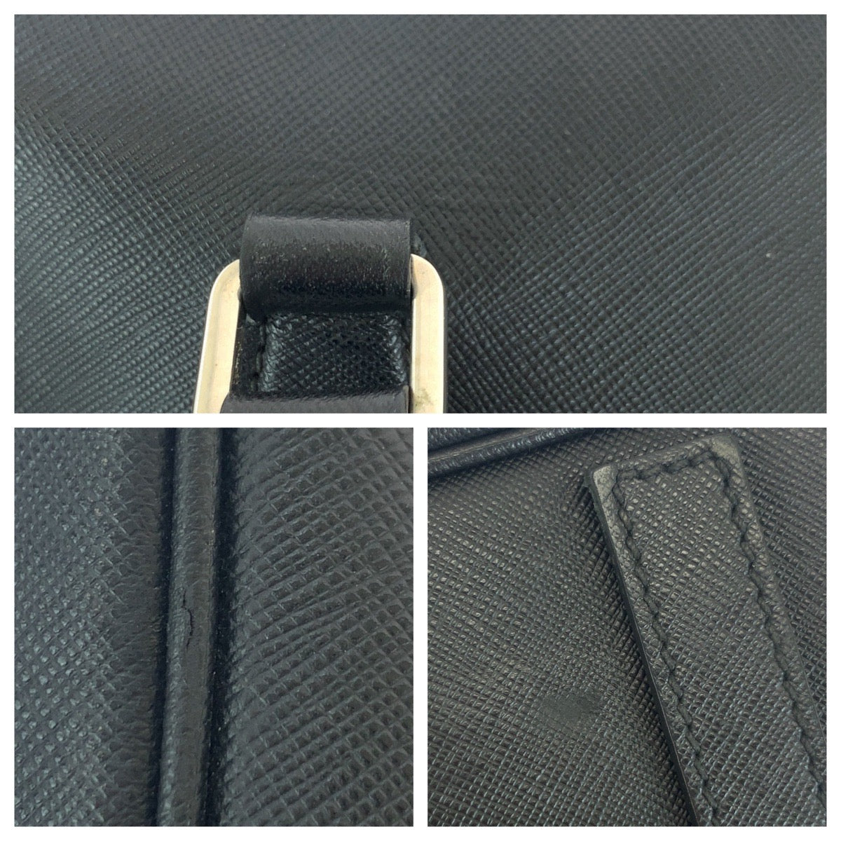 19062
PRADA プラダ サフィアーノ 三角ロゴプレート ブラック 黒 シルバー金具 レザー ビジネスバッグ ブリーフケース  メンズ ABP75