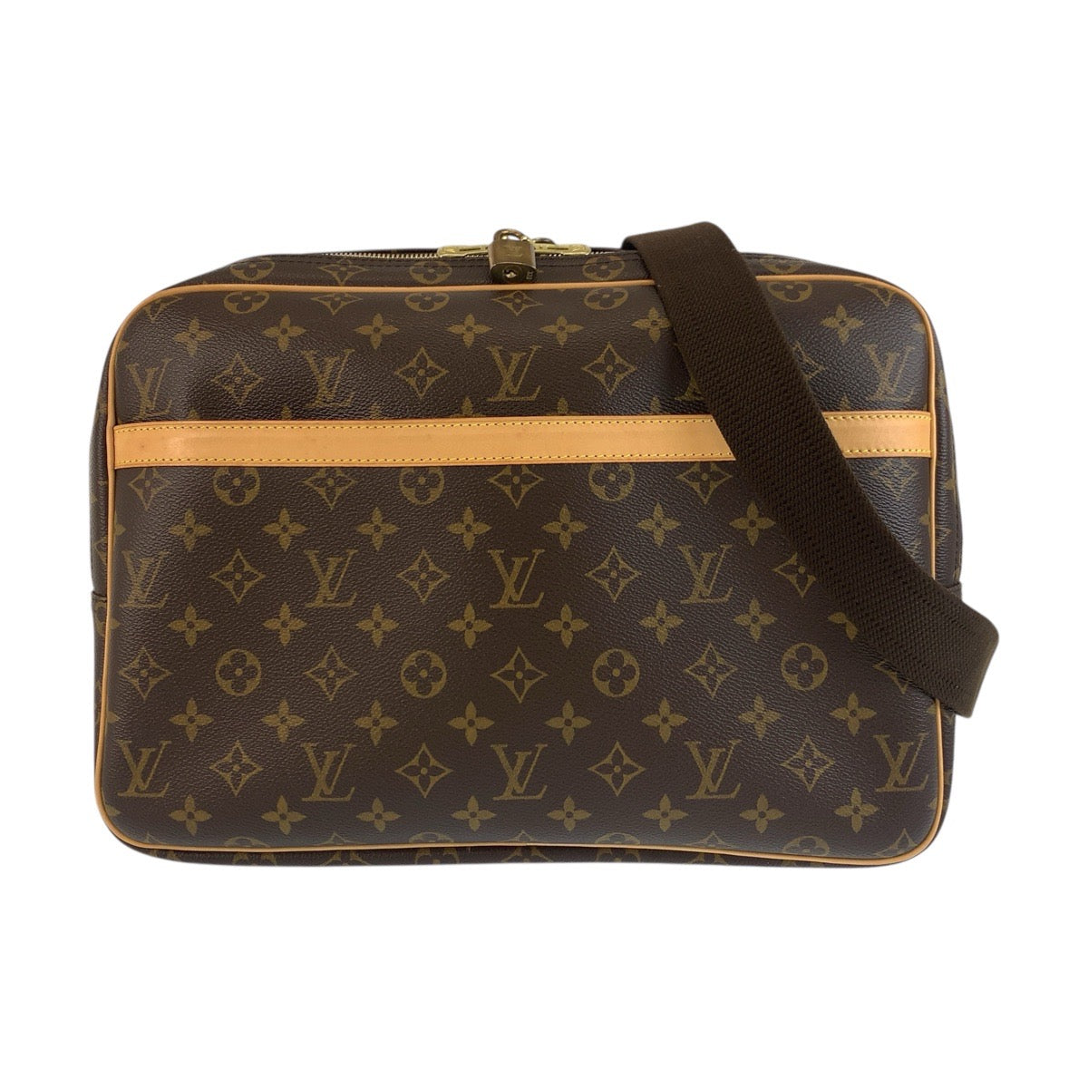 19067
LOUIS VUITTON ルイヴィトン モノグラム リポーターGM ブラウン ゴールド金具 PVC M45252 ショルダーバッグ メッセンジャーバッグ メンズ A118