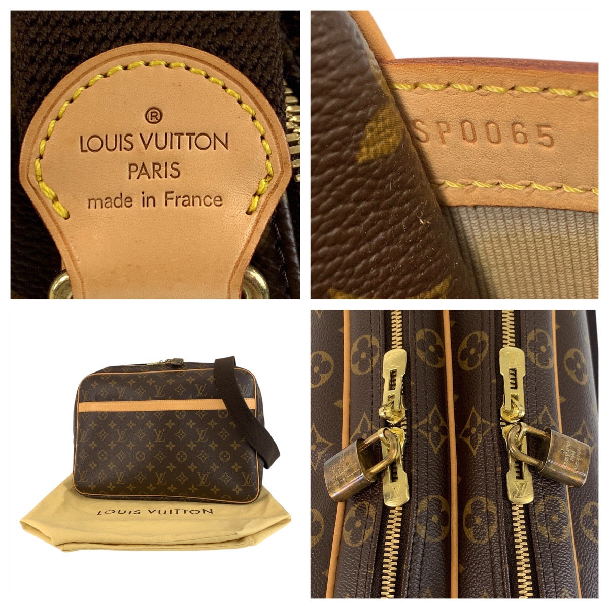19067
LOUIS VUITTON ルイヴィトン モノグラム リポーターGM ブラウン ゴールド金具 PVC M45252 ショルダーバッグ メッセンジャーバッグ メンズ A118