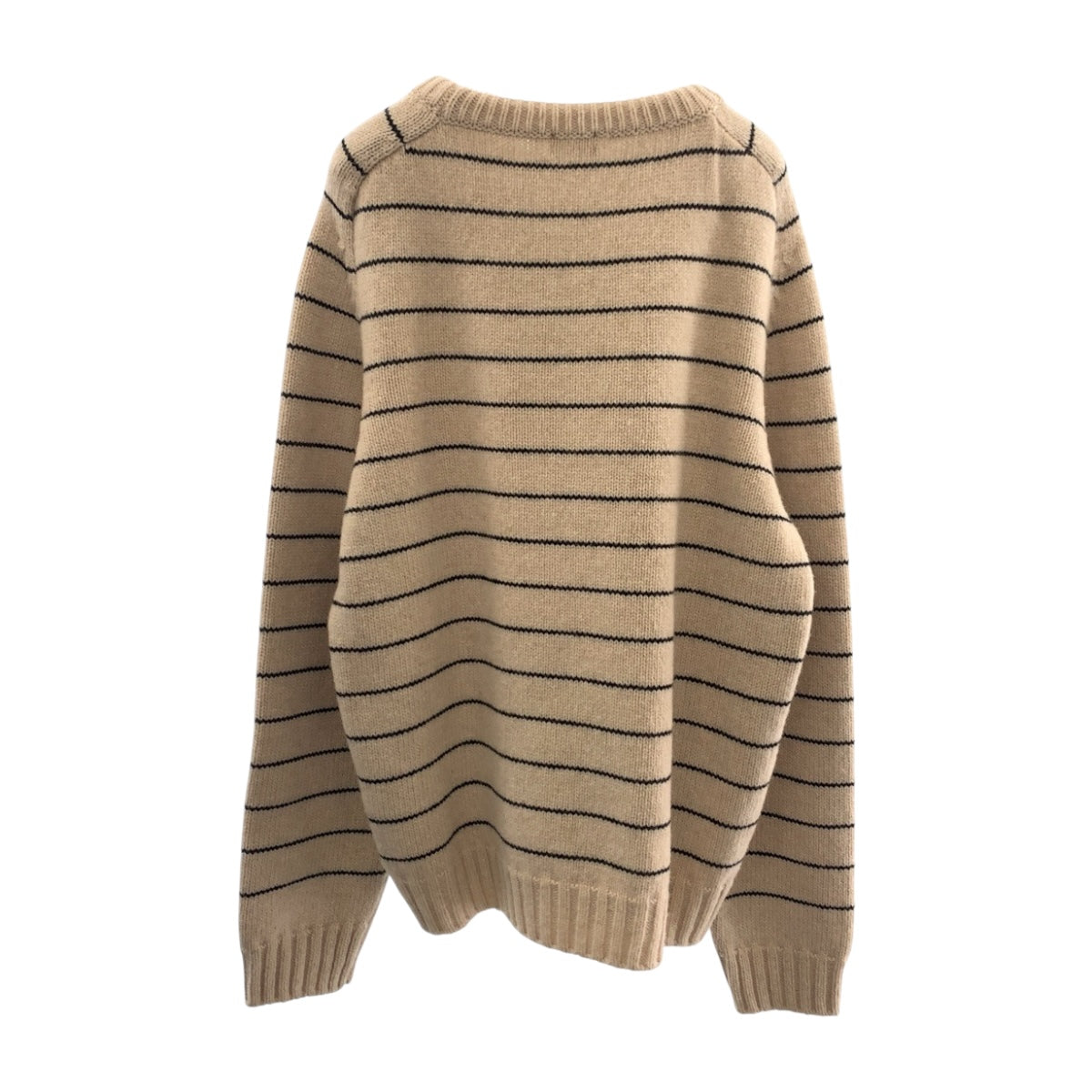 19068
CELINE セリーヌ トリオンフ 刺繍ボーダーニット サイズL ベージュ ブラック ウール 2AE4F896T ニット クルーネック セーター メンズ SA100