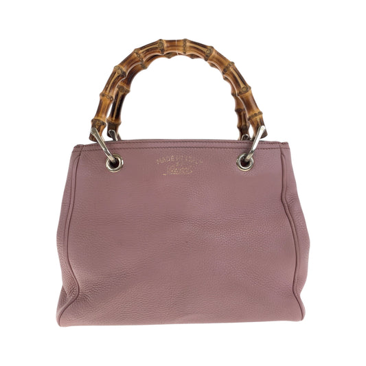 19069
GUCCI グッチ バンブー ピンク ブラウン シルバー金具 レザー 336082 ハンドバッグ トートバッグ レディース ABP38