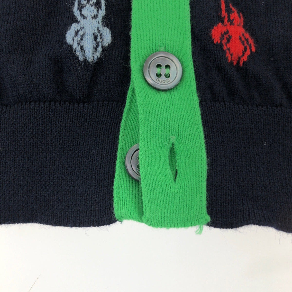 19070
GUCCI グッチ 蜂 ビー エンブロイダリー サイズ5 ネイビー マルチカラー コットン カーディガン キッズ SA38