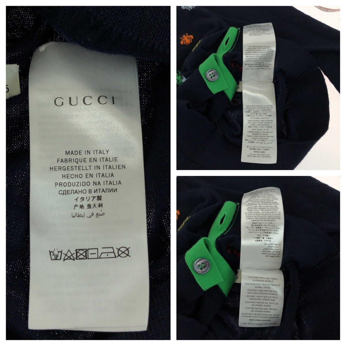 19070
GUCCI グッチ 蜂 ビー エンブロイダリー サイズ5 ネイビー マルチカラー コットン カーディガン キッズ SA38