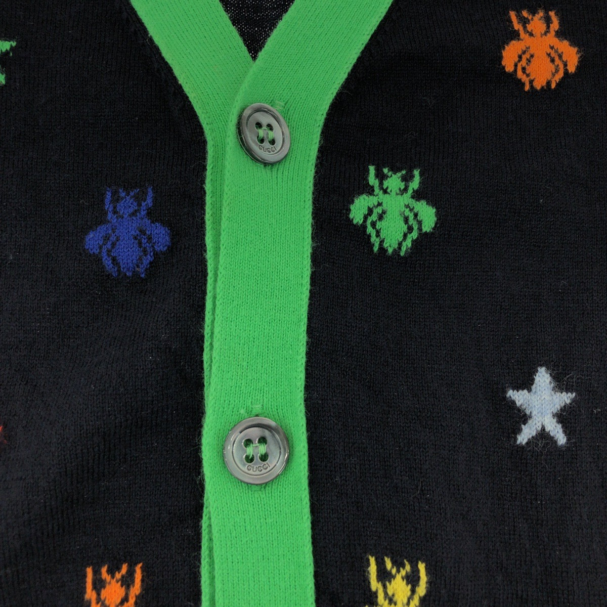 19070
GUCCI グッチ 蜂 ビー エンブロイダリー サイズ5 ネイビー マルチカラー コットン カーディガン キッズ SA38
