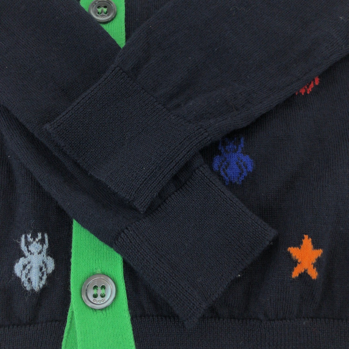 19070
GUCCI グッチ 蜂 ビー エンブロイダリー サイズ5 ネイビー マルチカラー コットン カーディガン キッズ SA38