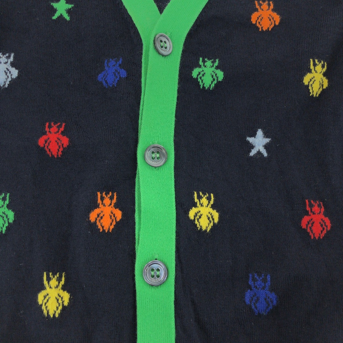 19070
GUCCI グッチ 蜂 ビー エンブロイダリー サイズ5 ネイビー マルチカラー コットン カーディガン キッズ SA38