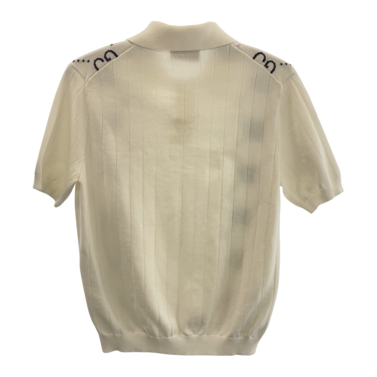 19071
GUCCI グッチ GGインターシャ ホワイト ブラック コットン ポロシャツ メンズ SA54