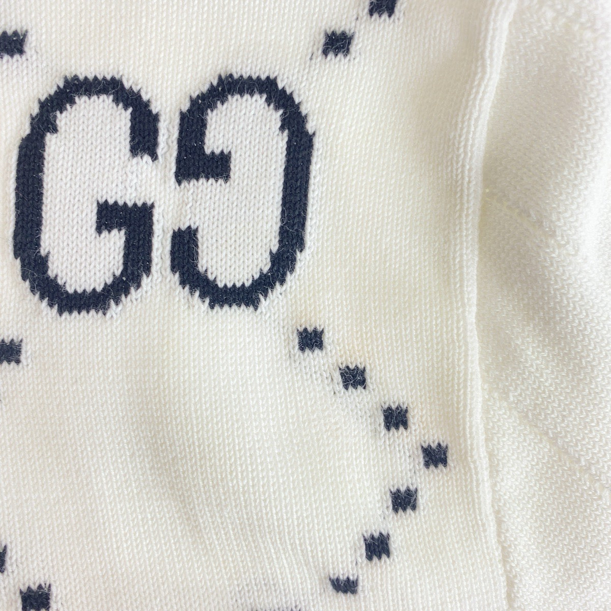 19071
GUCCI グッチ GGインターシャ ホワイト ブラック コットン ポロシャツ メンズ SA54