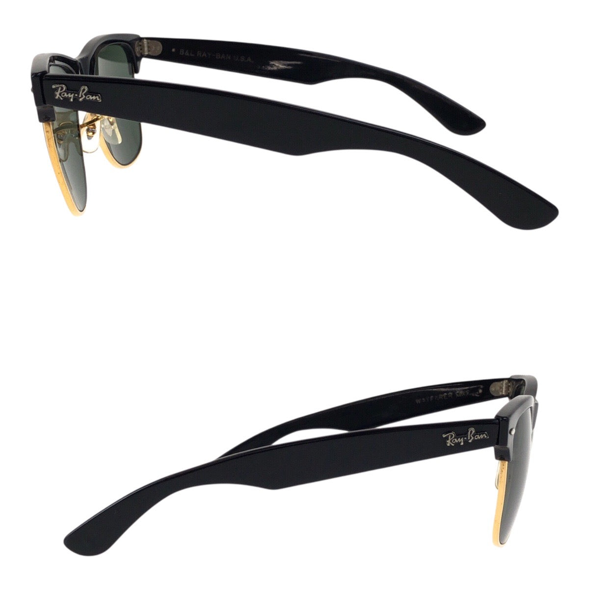 19073
Ray-Ban レイバン ヴィンテージ B&L RAY-BAN U.S.A WAYFARER MAX ブラック 黒 ゴールド プラスチック / ガラス サングラス ウェリントン メンズ AB28