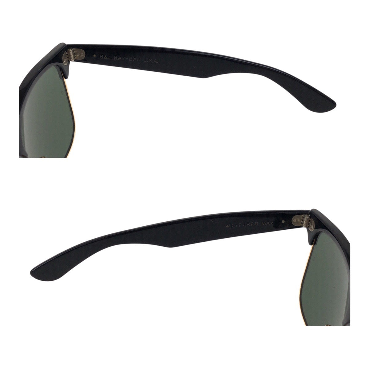 19073
Ray-Ban レイバン ヴィンテージ B&L RAY-BAN U.S.A WAYFARER MAX ブラック 黒 ゴールド プラスチック / ガラス サングラス ウェリントン メンズ AB28
