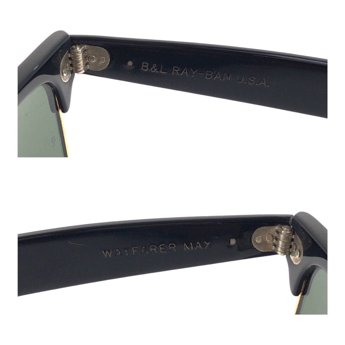 19073
Ray-Ban レイバン ヴィンテージ B&L RAY-BAN U.S.A WAYFARER MAX ブラック 黒 ゴールド プラスチック / ガラス サングラス ウェリントン メンズ AB28
