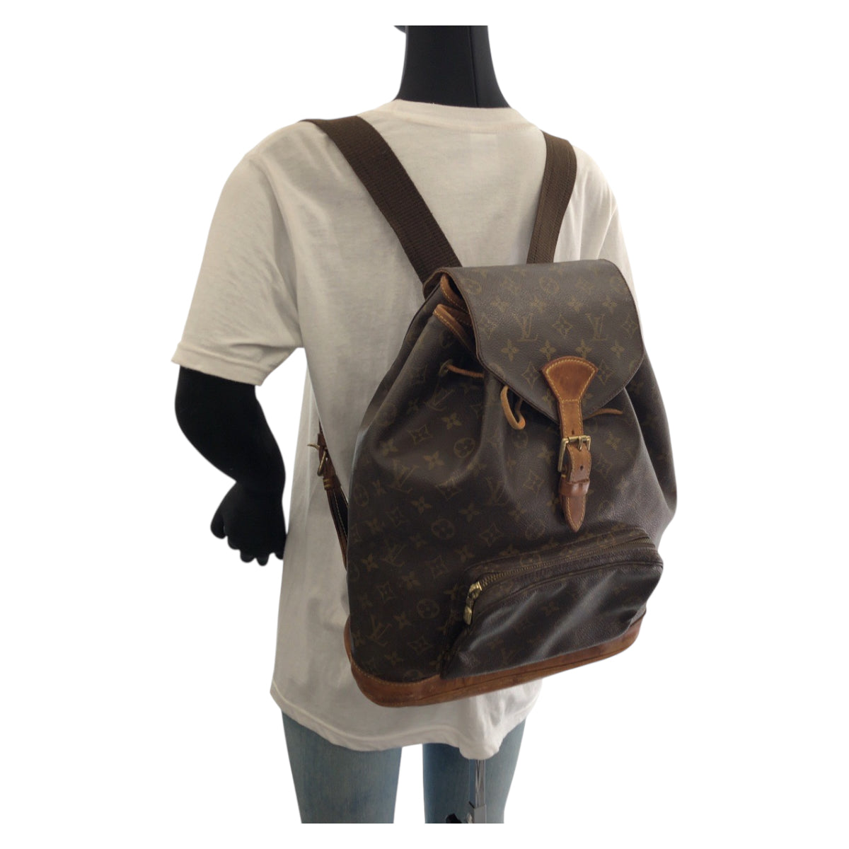 19075
LOUIS VUITTON ルイヴィトン モノグラム モンスリGM ブラウン ゴールド金具 PVC M51135 リュックサック バックパック  レディース B44