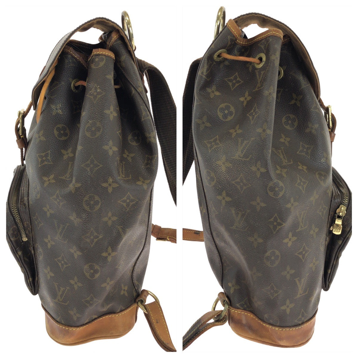 19075
LOUIS VUITTON ルイヴィトン モノグラム モンスリGM ブラウン ゴールド金具 PVC M51135 リュックサック バックパック  レディース B44